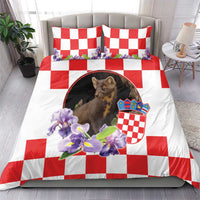 Croatia European Pine Marten and Iris Bedding Set National Animal and Flowers