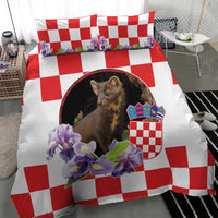 Croatia European Pine Marten and Iris Bedding Set National Animal and Flowers