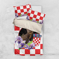 Croatia European Pine Marten and Iris Bedding Set National Animal and Flowers