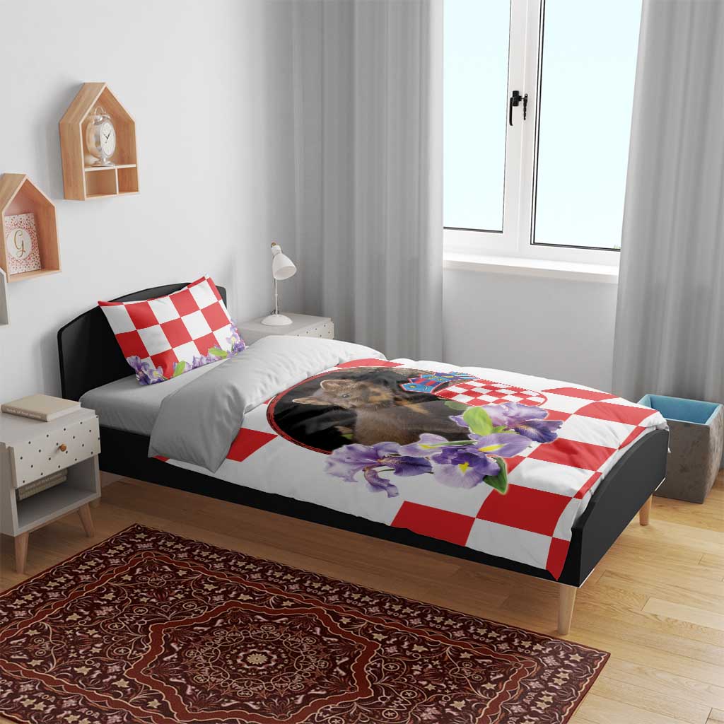 Croatia European Pine Marten and Iris Bedding Set National Animal and Flowers