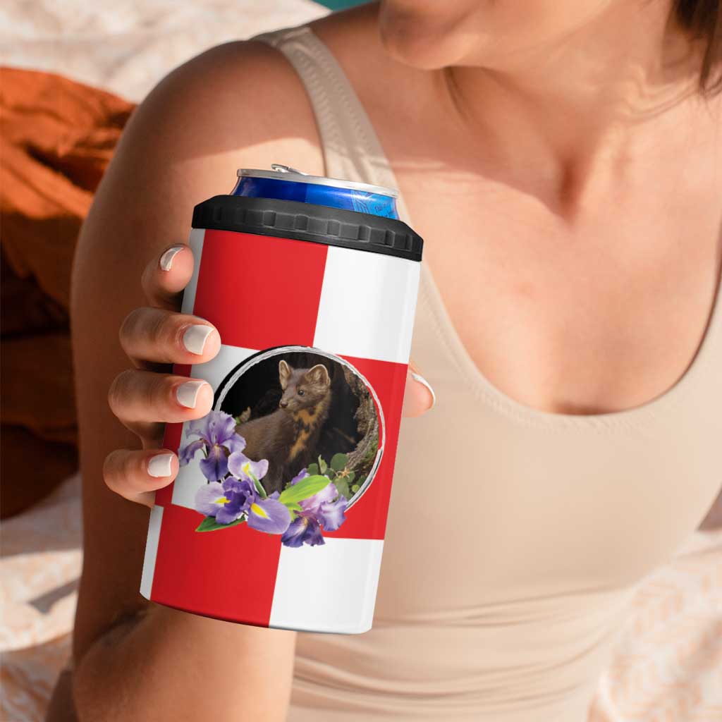 Croatia European Pine Marten and Iris 4 in 1 Can Cooler Tumbler National Animal and Flowers