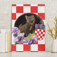 Croatia European Pine Marten and Iris Canvas Wall Art National Animal and Flowers