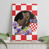 Croatia European Pine Marten and Iris Canvas Wall Art National Animal and Flowers