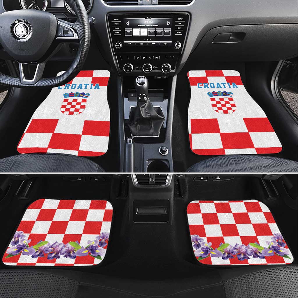 Croatia European Pine Marten and Iris Car Mats National Animal and Flowers
