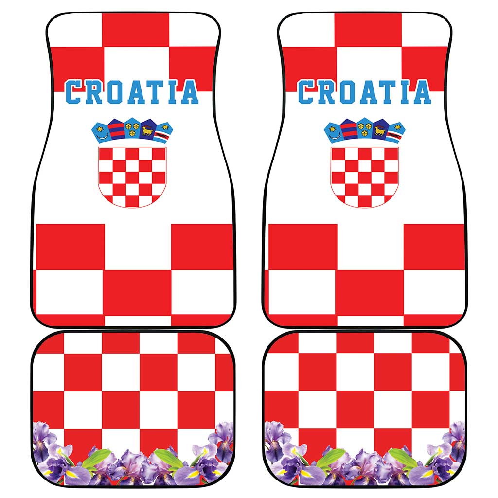 Croatia European Pine Marten and Iris Car Mats National Animal and Flowers