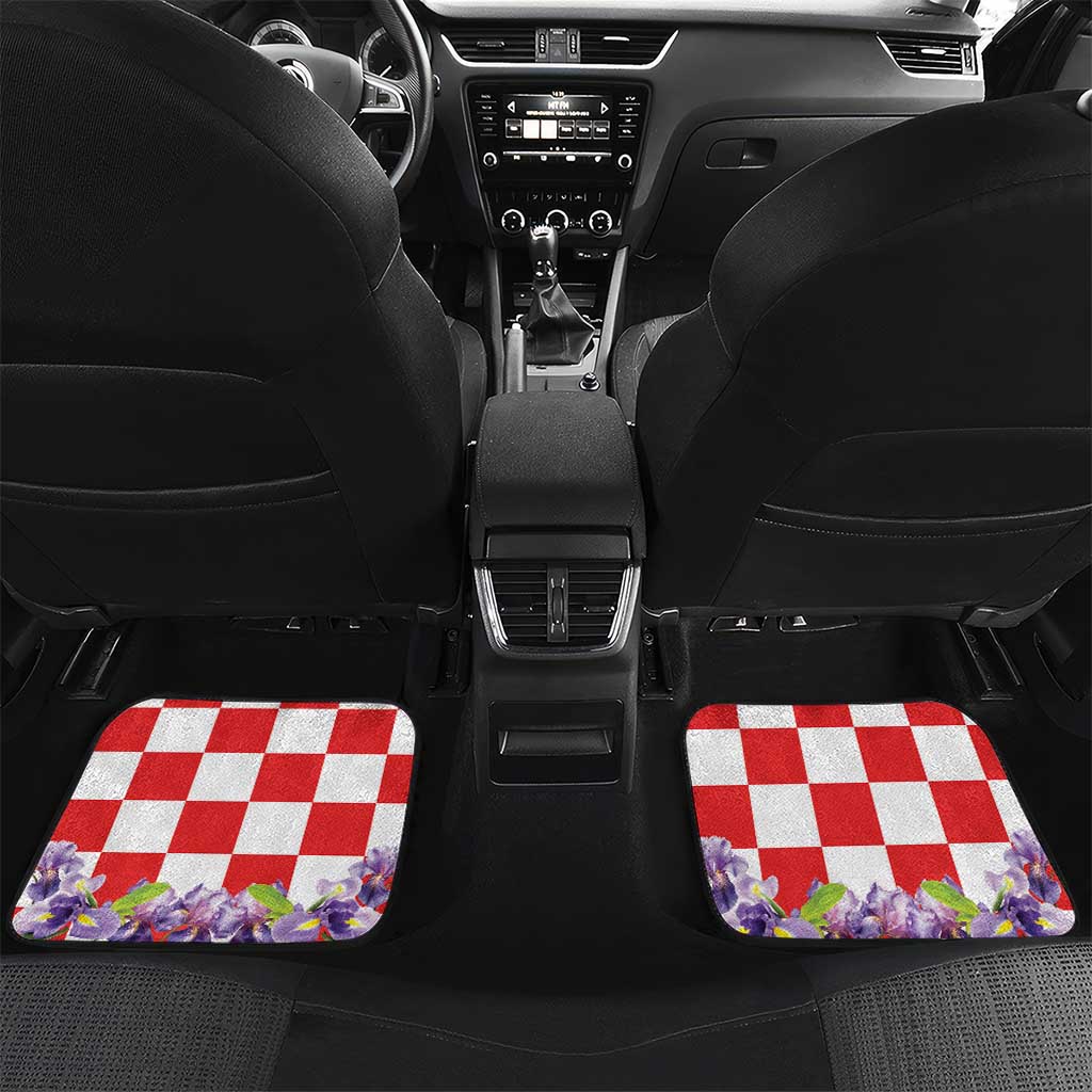 Croatia European Pine Marten and Iris Car Mats National Animal and Flowers