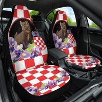 Croatia European Pine Marten and Iris Car Seat Cover National Animal and Flowers