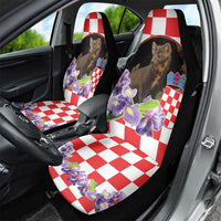 Croatia European Pine Marten and Iris Car Seat Cover National Animal and Flowers