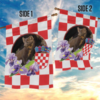 Croatia European Pine Marten and Iris Garden Flag National Animal and Flowers LT17 - Wonder Print Shop