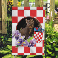 Croatia European Pine Marten and Iris Garden Flag National Animal and Flowers LT17 - Wonder Print Shop