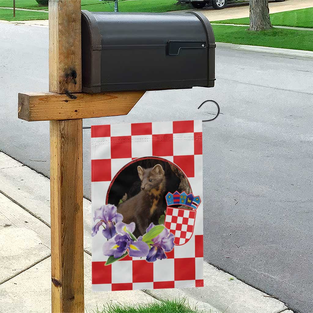 Croatia European Pine Marten and Iris Garden Flag National Animal and Flowers LT17 - Wonder Print Shop