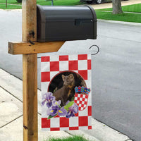 Croatia European Pine Marten and Iris Garden Flag National Animal and Flowers LT17 - Wonder Print Shop