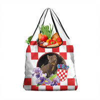 Croatia European Pine Marten and Iris Grocery Bag National Animal and Flowers