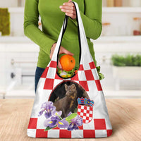 Croatia European Pine Marten and Iris Grocery Bag National Animal and Flowers
