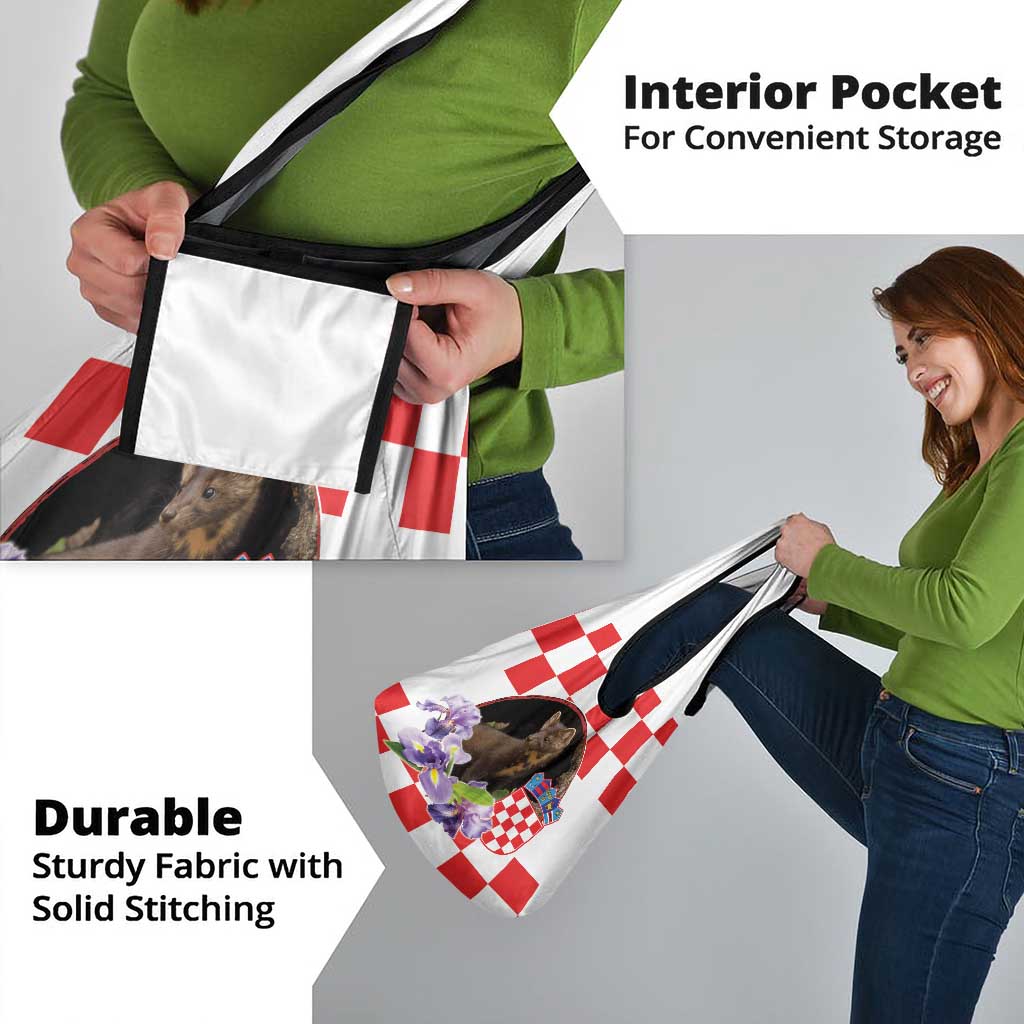 Croatia European Pine Marten and Iris Grocery Bag National Animal and Flowers