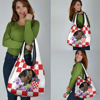 Croatia European Pine Marten and Iris Grocery Bag National Animal and Flowers