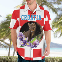 Croatia European Pine Marten and Iris Hawaiian Shirt National Animal and Flowers LT17 - Wonder Print Shop