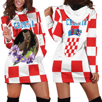 Croatia European Pine Marten and Iris Hoodie Dress National Animal and Flowers LT17 - Wonder Print Shop
