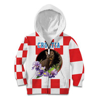 Croatia European Pine Marten and Iris Kid Hoodie National Animal and Flowers LT17 - Wonder Print Shop