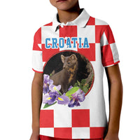 Croatia European Pine Marten and Iris Kid Polo Shirt National Animal and Flowers LT17 - Wonder Print Shop