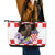 Croatia European Pine Marten and Iris Leather Tote Bag National Animal and Flowers