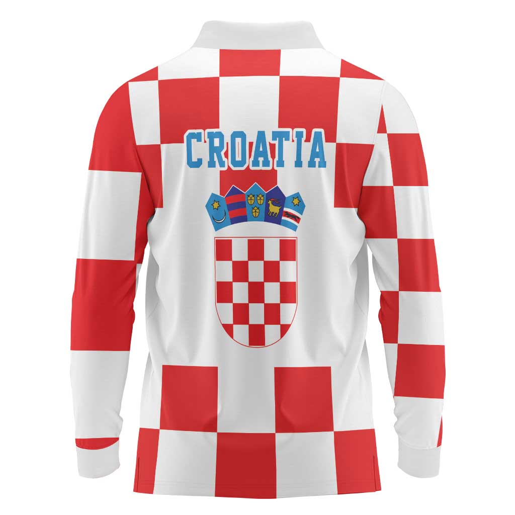 Croatia European Pine Marten and Iris Long Sleeve Polo Shirt National Animal and Flowers LT17 - Wonder Print Shop