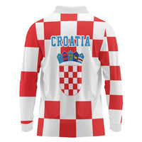 Croatia European Pine Marten and Iris Long Sleeve Polo Shirt National Animal and Flowers LT17 - Wonder Print Shop