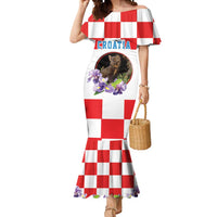 Croatia European Pine Marten and Iris Mermaid Dress National Animal and Flowers LT17 - Wonder Print Shop