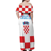 Croatia European Pine Marten and Iris Off Shoulder Maxi Dress National Animal and Flowers LT17 - Wonder Print Shop