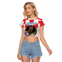 Croatia European Pine Marten and Iris Raglan Cropped T Shirt National Animal and Flowers LT17 - Wonder Print Shop