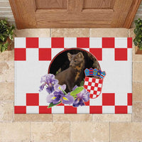Croatia European Pine Marten and Iris Rubber Doormat National Animal and Flowers LT17 - Wonder Print Shop