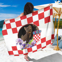 Croatia European Pine Marten and Iris Sarong National Animal and Flowers LT17 - Wonder Print Shop