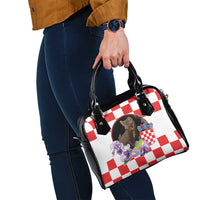 Croatia European Pine Marten and Iris Shoulder Handbag National Animal and Flowers LT17 - Wonder Print Shop