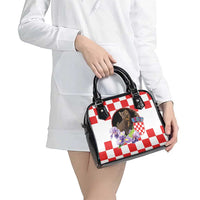 Croatia European Pine Marten and Iris Shoulder Handbag National Animal and Flowers LT17 - Wonder Print Shop