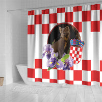 Croatia European Pine Marten and Iris Shower Curtain National Animal and Flowers LT17 - Wonder Print Shop