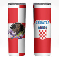 Croatia European Pine Marten and Iris Skinny Tumbler National Animal and Flowers LT17 - Wonder Print Shop