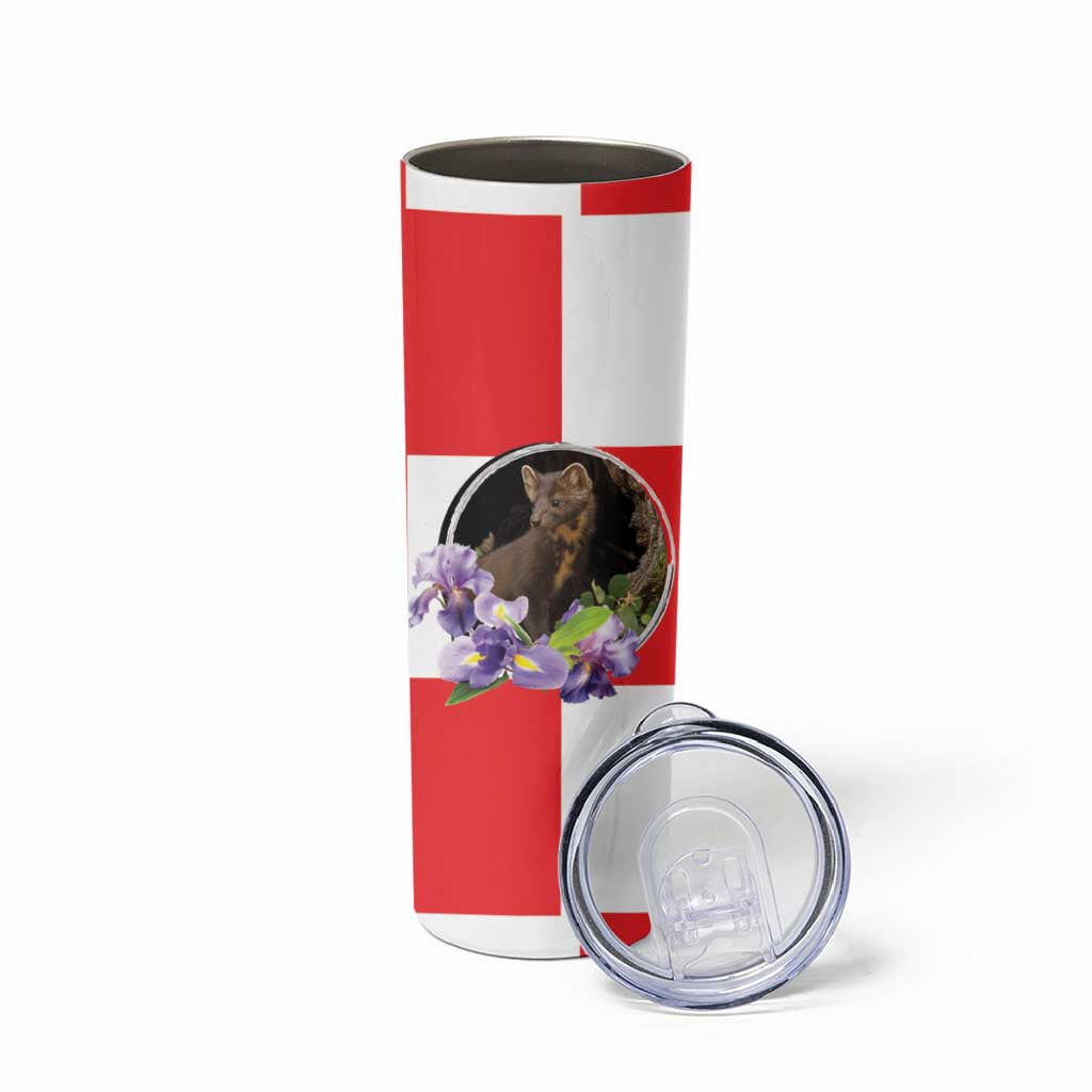 Croatia European Pine Marten and Iris Skinny Tumbler National Animal and Flowers LT17 - Wonder Print Shop