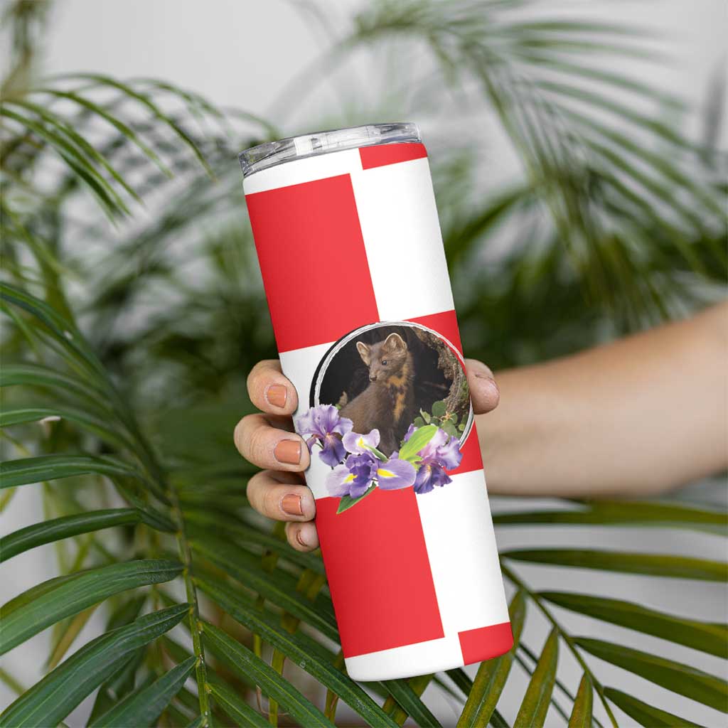Croatia European Pine Marten and Iris Skinny Tumbler National Animal and Flowers LT17 - Wonder Print Shop