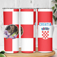 Croatia European Pine Marten and Iris Skinny Tumbler National Animal and Flowers LT17 - Wonder Print Shop