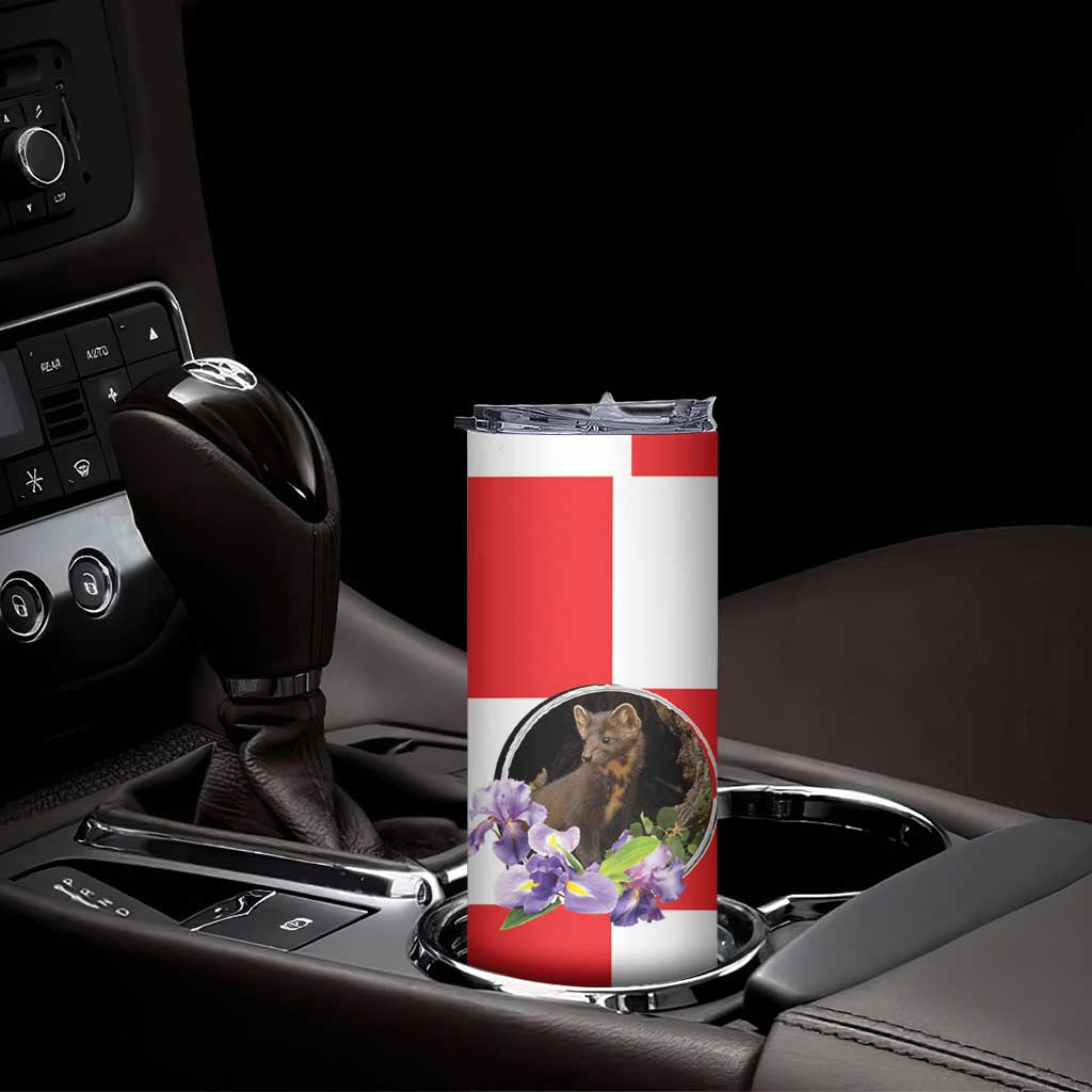 Croatia European Pine Marten and Iris Skinny Tumbler National Animal and Flowers LT17 - Wonder Print Shop