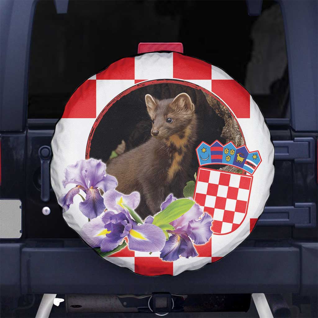 Croatia European Pine Marten and Iris Spare Tire Cover National Animal and Flowers LT17 - Wonder Print Shop