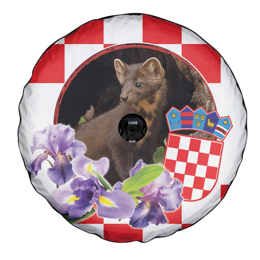 Croatia European Pine Marten and Iris Spare Tire Cover National Animal and Flowers LT17 - Wonder Print Shop