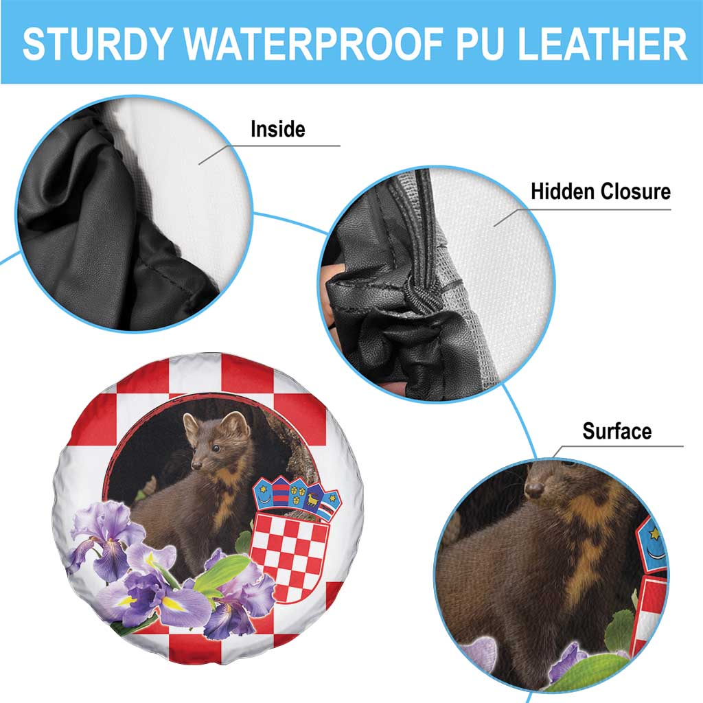 Croatia European Pine Marten and Iris Spare Tire Cover National Animal and Flowers LT17 - Wonder Print Shop