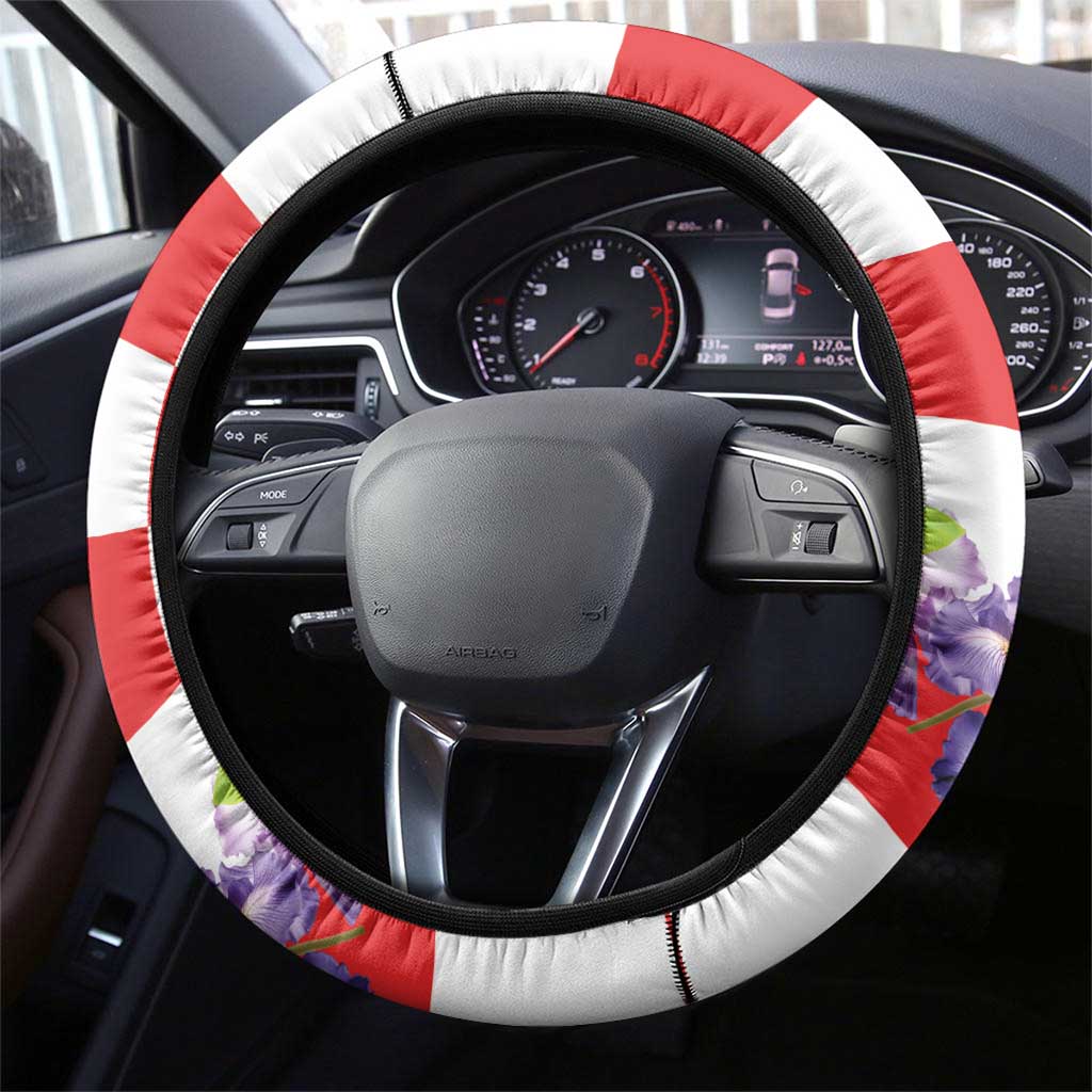 Croatia European Pine Marten and Iris Steering Wheel Cover National Animal and Flowers LT17 - Wonder Print Shop