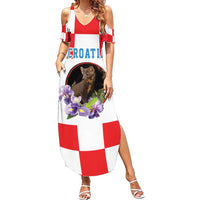 Croatia European Pine Marten and Iris Summer Maxi Dress National Animal and Flowers LT17 - Wonder Print Shop