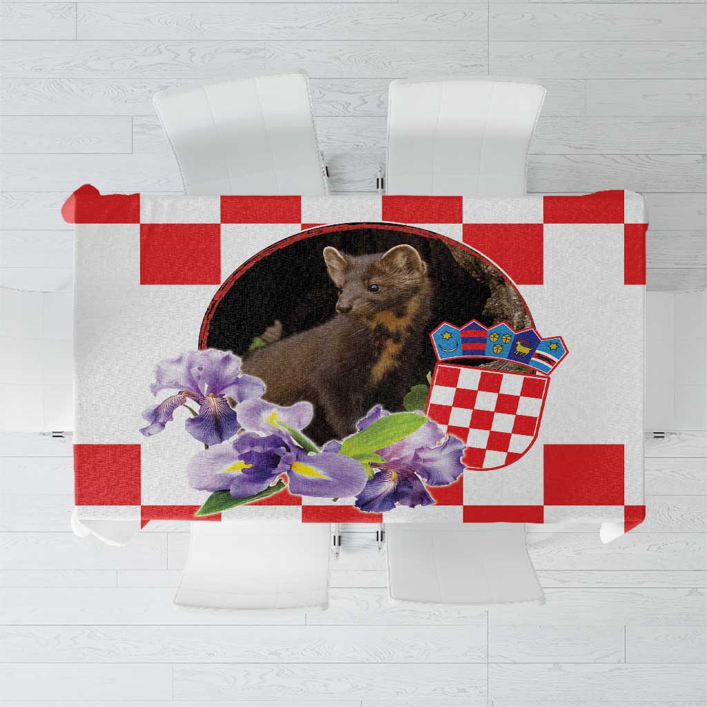 Croatia European Pine Marten and Iris Tablecloth National Animal and Flowers LT17 - Wonder Print Shop