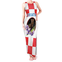 Croatia European Pine Marten and Iris Tank Maxi Dress National Animal and Flowers LT17 - Wonder Print Shop