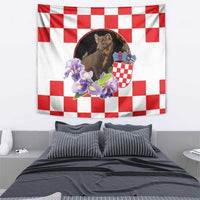 Croatia European Pine Marten and Iris Tapestry National Animal and Flowers LT17 - Wonder Print Shop