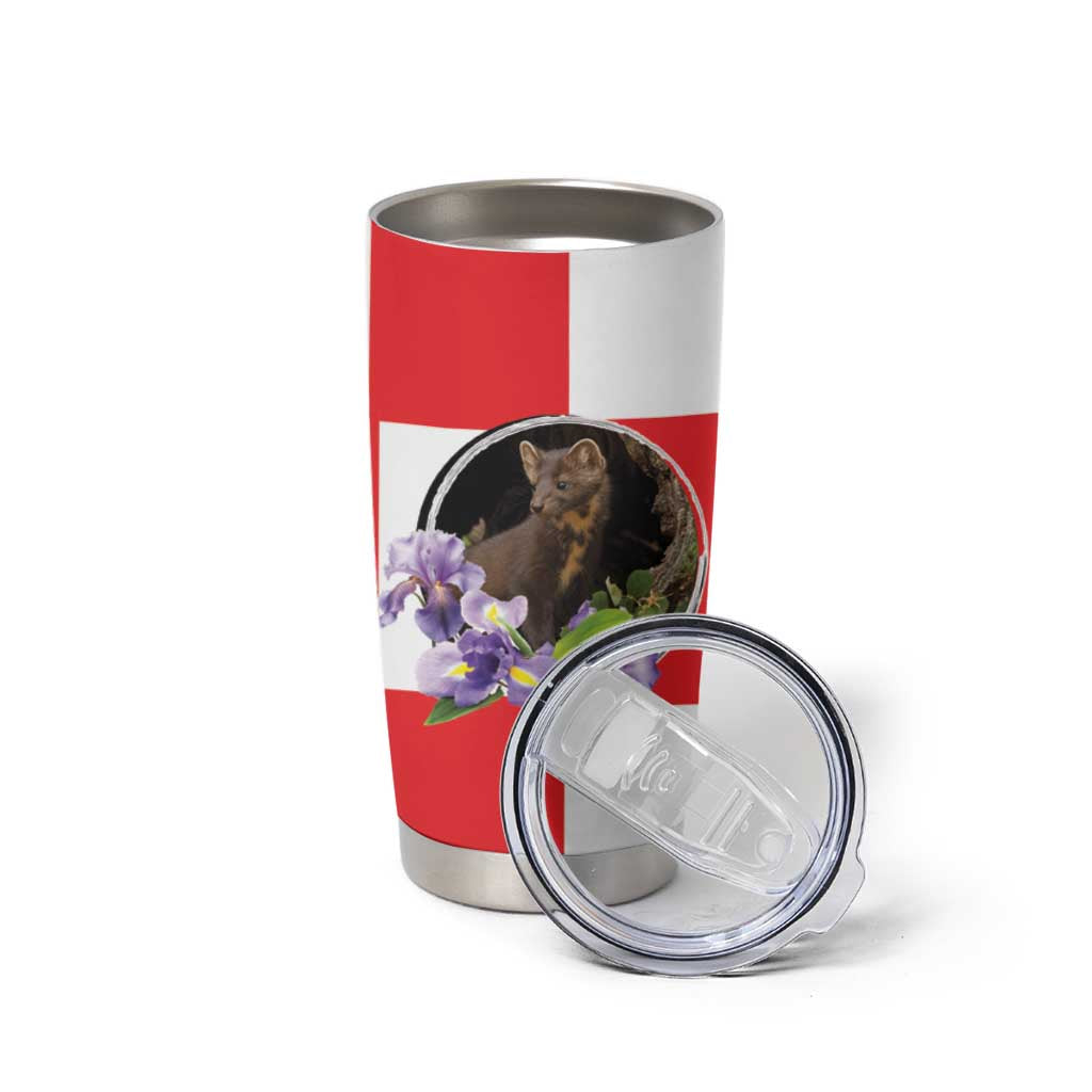 Croatia European Pine Marten and Iris Tumbler Cup National Animal and Flowers LT17 - Wonder Print Shop