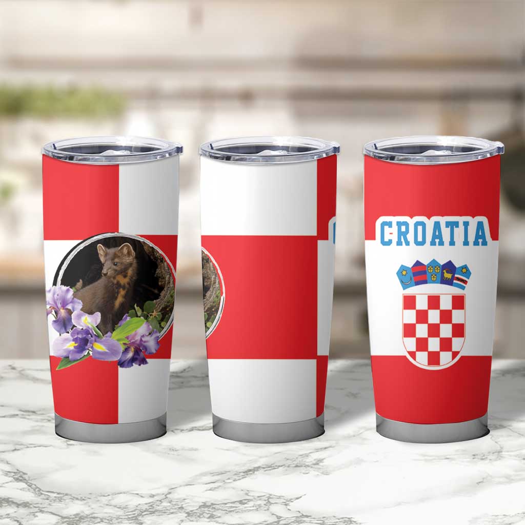 Croatia European Pine Marten and Iris Tumbler Cup National Animal and Flowers LT17 - Wonder Print Shop
